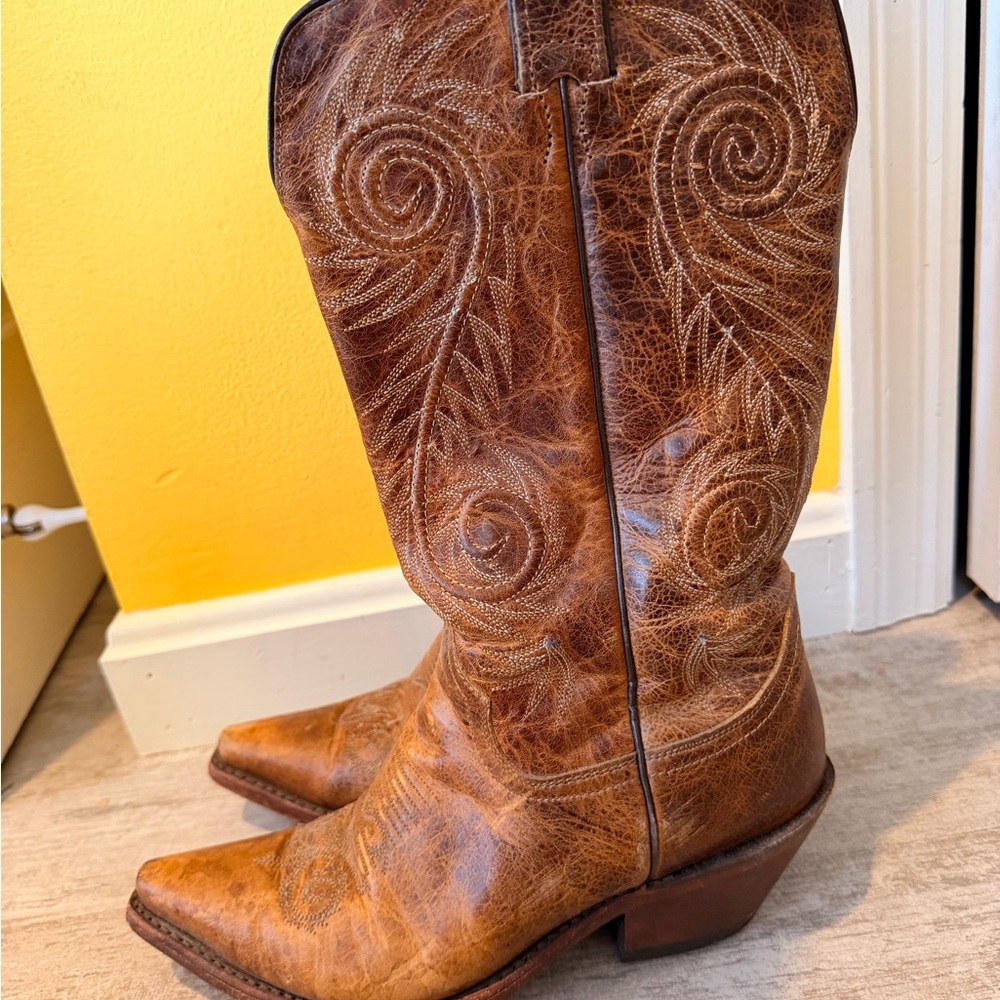 Women's Brown Leather Western Cowboy Boots